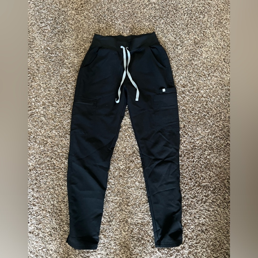 Figs High Waisted Yola Skinny Scrub Pants, Black, Small Regular